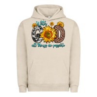 Pigment French Oak with god all things are possible sunflower Urban Hoodie - Zillion Design Studio