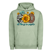 Pigment Oil Green with god all things are possible sunflower Urban Hoodie - Zillion Design Studio