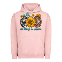 Pigment Salmon with god all things are possible sunflower Urban Hoodie - Zillion Design Studio