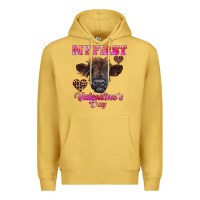 Antique Gold my first valentine's day highland calf Premium Hoodie - RanaPortraitStore
