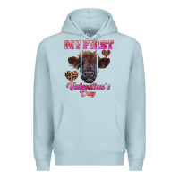 Blue Mist my first valentine's day highland calf Premium Hoodie - RanaPortraitStore