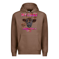Chestnut my first valentine's day highland calf Premium Hoodie - RanaPortraitStore