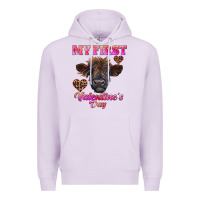 Lilac my first valentine's day highland calf Premium Hoodie - RanaPortraitStore