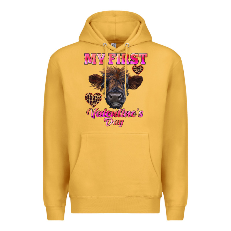 My First Valentine's Day Highland Calf Premium Hoodie by RanaPortraitStore | Teevron