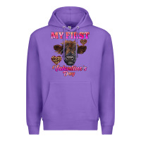 Purple my first valentine's day highland calf Premium Hoodie - RanaPortraitStore