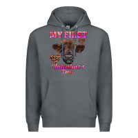 Rock my first valentine's day highland calf Premium Hoodie - RanaPortraitStore