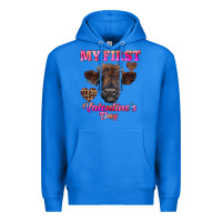 True Royal my first valentine's day highland calf Premium Hoodie - RanaPortraitStore