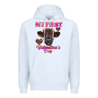 White my first valentine's day highland calf Premium Hoodie - RanaPortraitStore