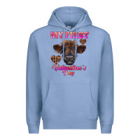 Colony Blue my first valentine's day highland calf Premium Hoodie - RanaPortraitStore