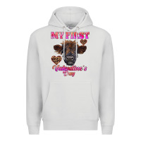 Dove Grey my first valentine's day highland calf Premium Hoodie - RanaPortraitStore
