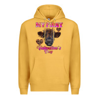Mustard my first valentine's day highland calf Premium Hoodie - RanaPortraitStore