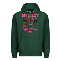 Sports Green my first valentine's day highland calf Premium Hoodie - RanaPortraitStore
