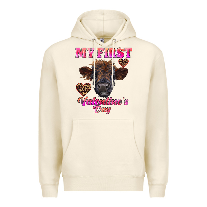 My First Valentine's Day Highland Calf Premium Hoodie by RanaPortraitStore | Teevron