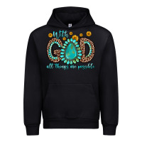 Black with god all things are possible gemstone Urban Hoodie - Zillion Design Studio
