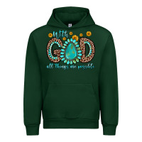 Forest Green with god all things are possible gemstone Urban Hoodie - Zillion Design Studio