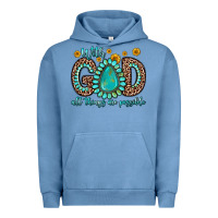 Pigment Pebble Blue with god all things are possible gemstone Urban Hoodie - Zillion Design Studio