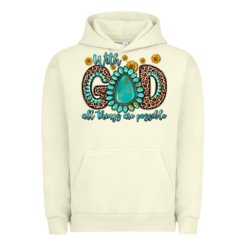 With God All Things Are Possible Gemstone Urban Hoodie by Zillion Design Studio | Teevron