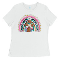 White easter cross daisy egg rainbow Ladies Tee - Artiststas