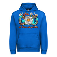 Cobalt with god all things are possible daisy Urban Hoodie - Zillion Design Studio