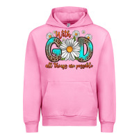 Fuchsia Pink with god all things are possible daisy Urban Hoodie - Zillion Design Studio