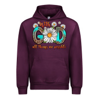 Mauve Wine with god all things are possible daisy Urban Hoodie - Zillion Design Studio