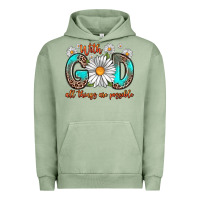 Pigment Oil Green with god all things are possible daisy Urban Hoodie - Zillion Design Studio