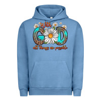 Pigment Pebble Blue with god all things are possible daisy Urban Hoodie - Zillion Design Studio