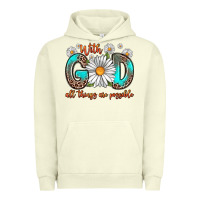 Pigment Pistachio with god all things are possible daisy Urban Hoodie - Zillion Design Studio