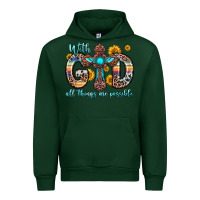 Forest Green with god all things are possible cross Urban Hoodie - Zillion Design Studio