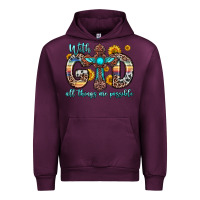 Mauve Wine with god all things are possible cross Urban Hoodie - Zillion Design Studio
