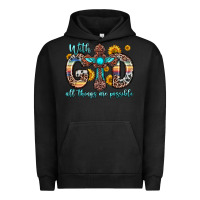 Pigment Black with god all things are possible cross Urban Hoodie - Zillion Design Studio