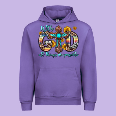 With God All Things Are Possible Cross Urban Hoodie Designed By Zillion Design Studio