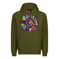 Army Green tie dye sunflower Premium Hoodie - texasbilliewilder