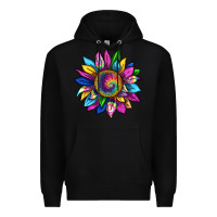 Black tie dye sunflower Premium Hoodie - texasbilliewilder