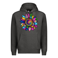 Charcoal Heather tie dye sunflower Premium Hoodie - texasbilliewilder