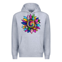 Heather Grey tie dye sunflower Premium Hoodie - texasbilliewilder