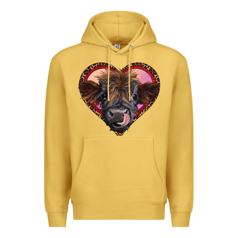 Leopard Heart Highland Calf Premium Hoodie by RanaPortraitStore | Teevron