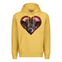 Antique Gold leopard heart highland calf Premium Hoodie - RanaPortraitStore