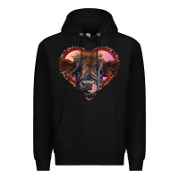 Black leopard heart highland calf Premium Hoodie - RanaPortraitStore