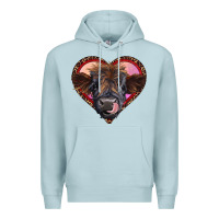 Blue Mist leopard heart highland calf Premium Hoodie - RanaPortraitStore