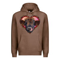 Chestnut leopard heart highland calf Premium Hoodie - RanaPortraitStore