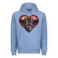 Colony Blue leopard heart highland calf Premium Hoodie - RanaPortraitStore