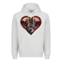 Dove Grey leopard heart highland calf Premium Hoodie - RanaPortraitStore