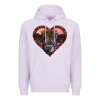 Lilac leopard heart highland calf Premium Hoodie - RanaPortraitStore