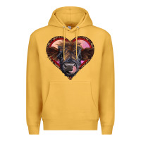 Mustard leopard heart highland calf Premium Hoodie - RanaPortraitStore