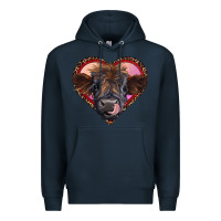 Navy leopard heart highland calf Premium Hoodie - RanaPortraitStore