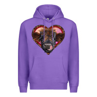 Purple leopard heart highland calf Premium Hoodie - RanaPortraitStore