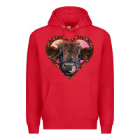 Red leopard heart highland calf Premium Hoodie - RanaPortraitStore