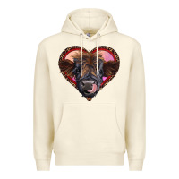 Sandshell leopard heart highland calf Premium Hoodie - RanaPortraitStore