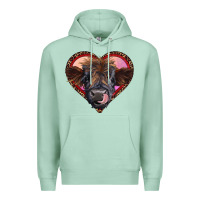 Seafoam leopard heart highland calf Premium Hoodie - RanaPortraitStore